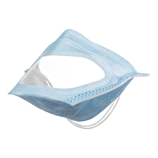 Haika 3Ply Clear Panel Horizontal Fold Flat Masks, Box of 20