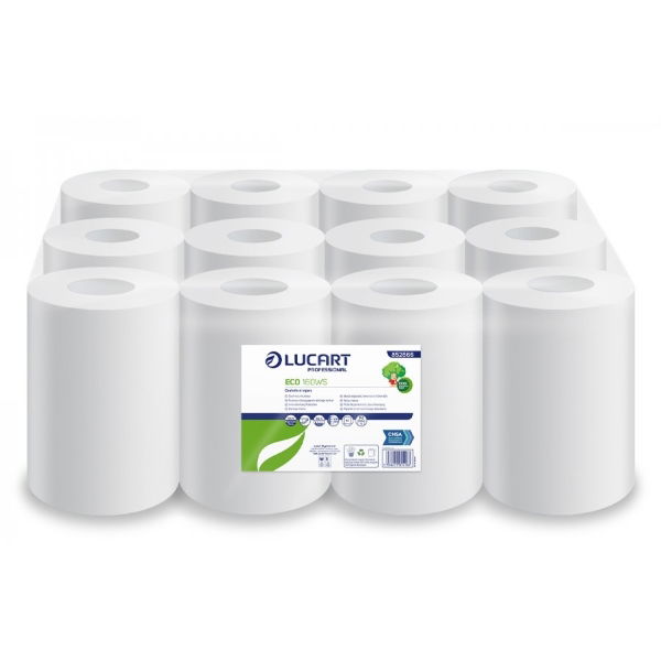 Mini Centre Feed Rolls, White 2 Ply 60m, 852666 per 12 rolls