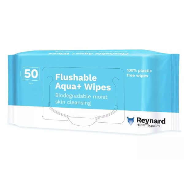 Reynard Flushable Aqua+ Flushable Wet Wipes Case of 24 x 50