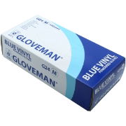 G24 - Gloveman Pre Powdered Blue Vinyl Gloves 100pcs Sizes S - XL