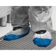 CPE Non-woven Overshoes, Blue & White, 16" per 40pcs