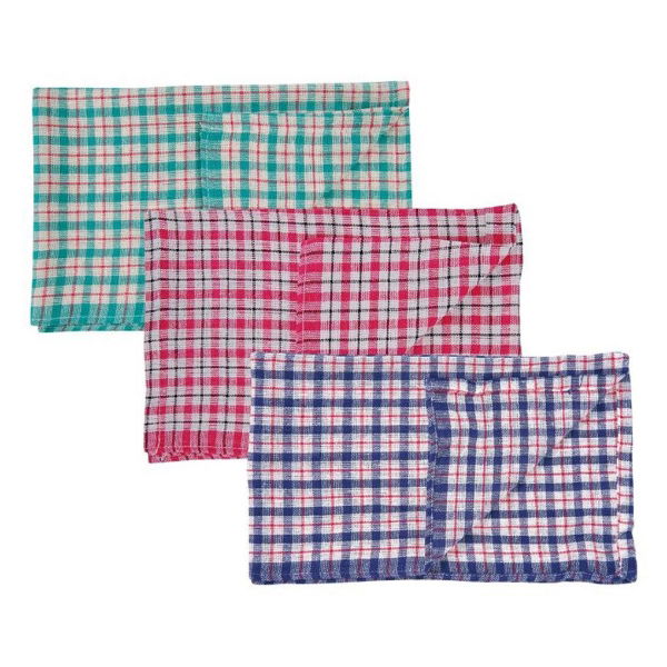 Tea Towel, Cotton Check, Assorted Colours, Pack of 10