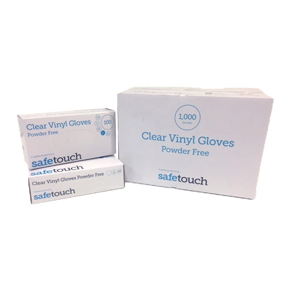 Safetouch Powder Free Clear Vinyl Gloves, 1 x 100, XL