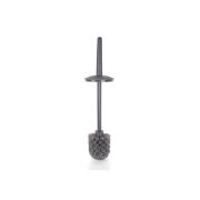 Toilet Brush & Holder Set (Closed) White Plastic, Grey Brush