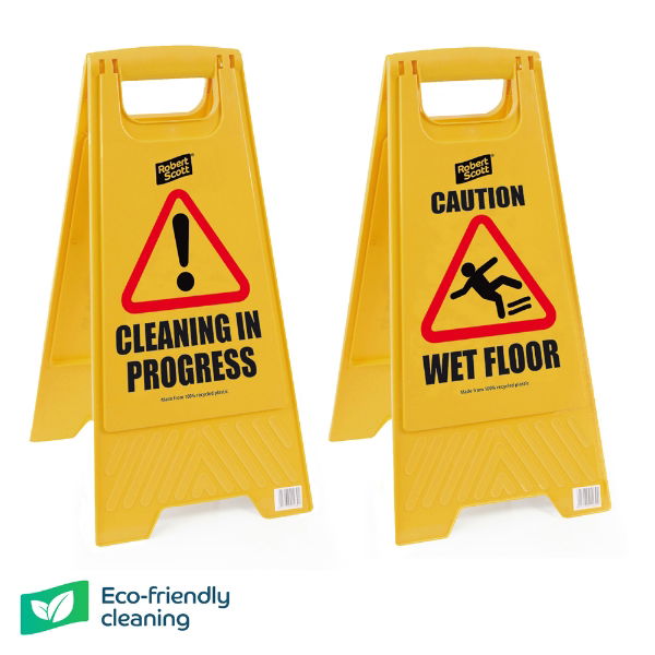 HK2111 - Eco Caution Wet Floor/Cleaning in Progress sign, Each